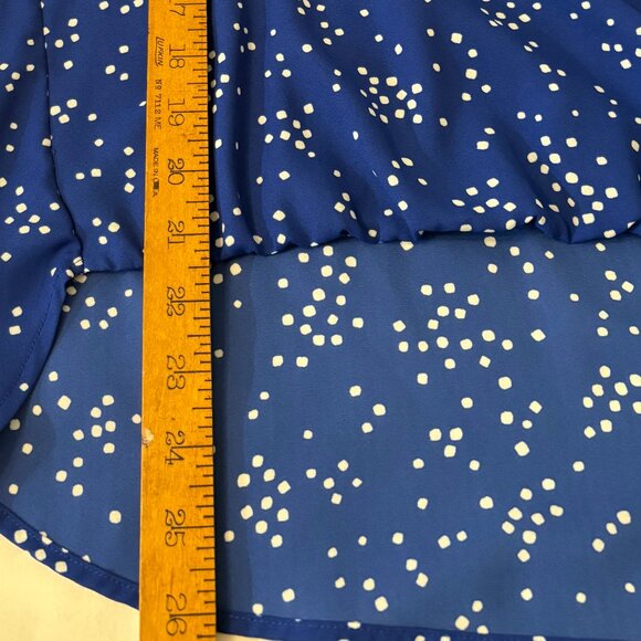 West Kei Royal Blue and White Dotted Blouse with Three-Quarter Sleeves, Medium - Picture 9 of 9